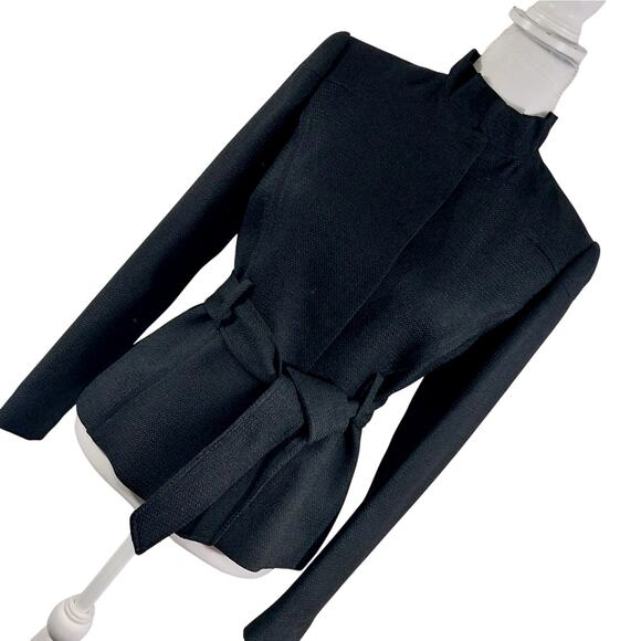 CALVIN KLEIN! LUXE BLACK TEXTURED, BELTED TIE WAIST JACKET, BLAZER! SZ 4 - Picture 1 of 12